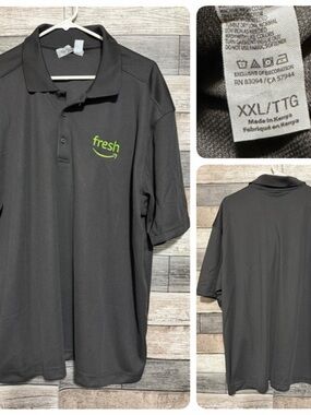 Clique Amazon Fresh Polo Shirt Men’s XXL Black Embroidered Short Sleeve